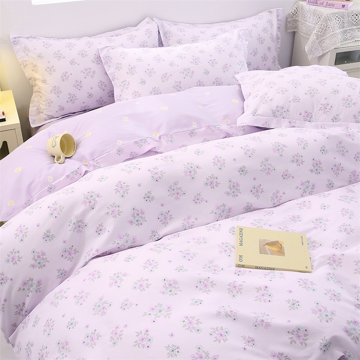 91家纺网 家纺一手货源 找家纺 织写 2026新款A类 四件套纯棉全棉12868    预留缩水尺寸 朴雅-紫
