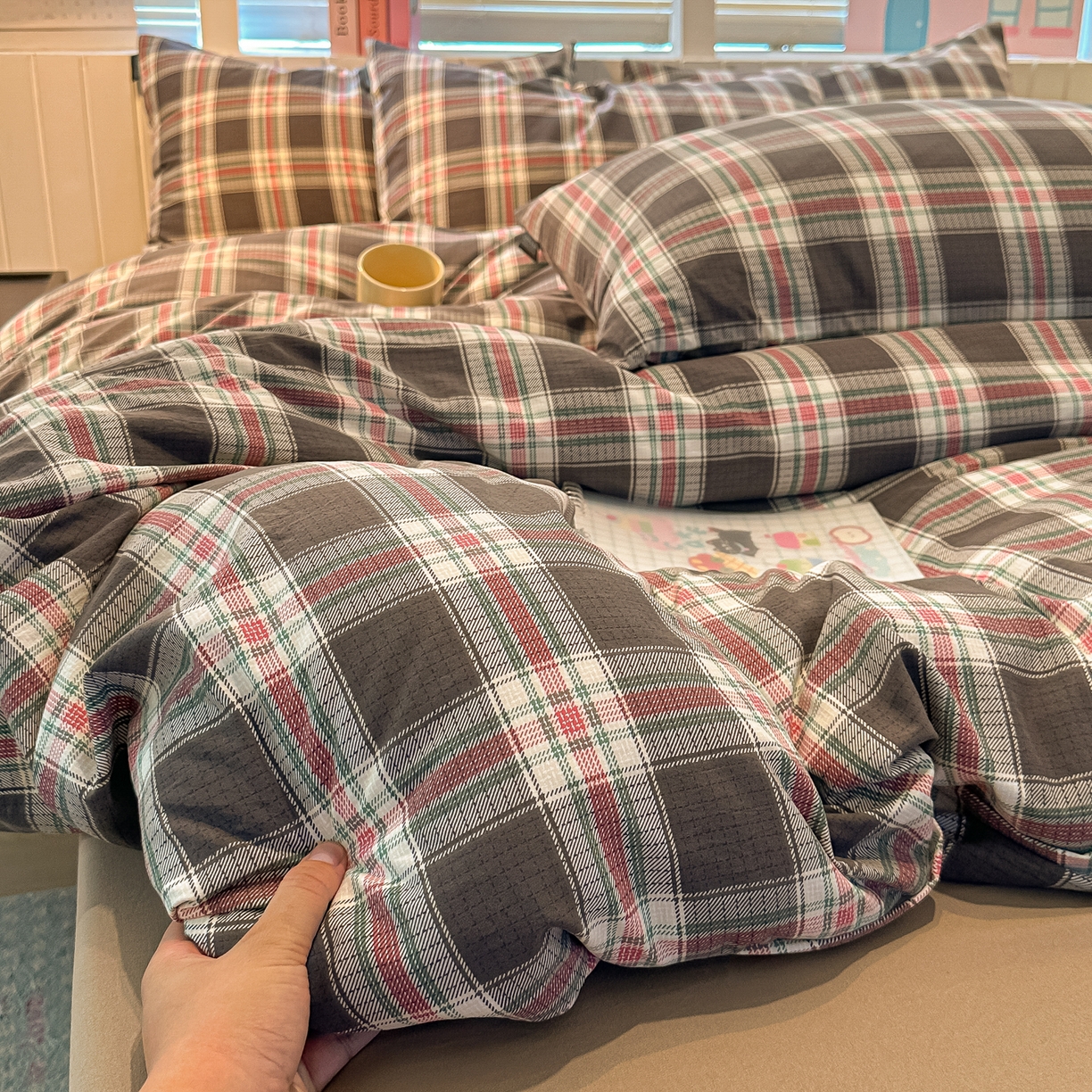 91家纺网 家纺一手货源 找家纺 （总）多乐家纺 2026新款秋冬韩系花卉舒柔棉印花四件套