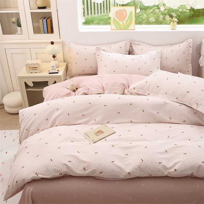 91家纺网 家纺一手货源 找家纺 织写 2026新款A类 四件套纯棉全棉12868    预留缩水尺寸 轻颜-粉