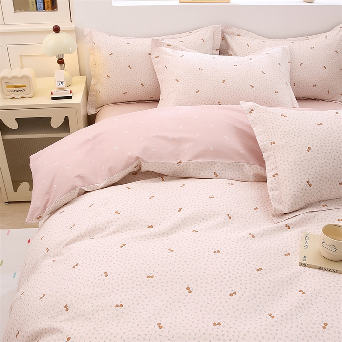 91家纺网 家纺一手货源 找家纺 织写 2026新款A类 四件套纯棉全棉12868    预留缩水尺寸 轻颜-粉