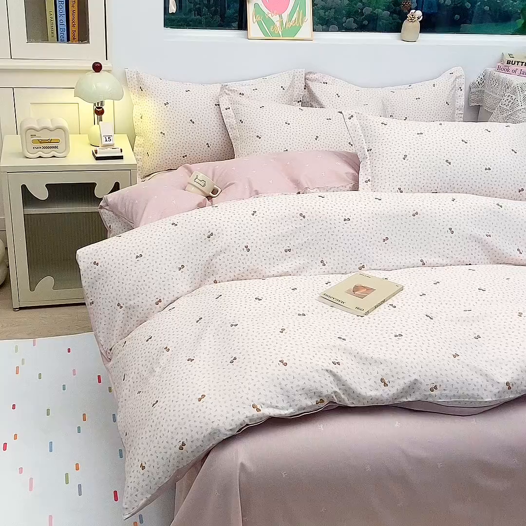 91家纺网 家纺一手货源 找家纺 织写 2026新款A类 四件套纯棉全棉12868    预留缩水尺寸 轻颜-粉