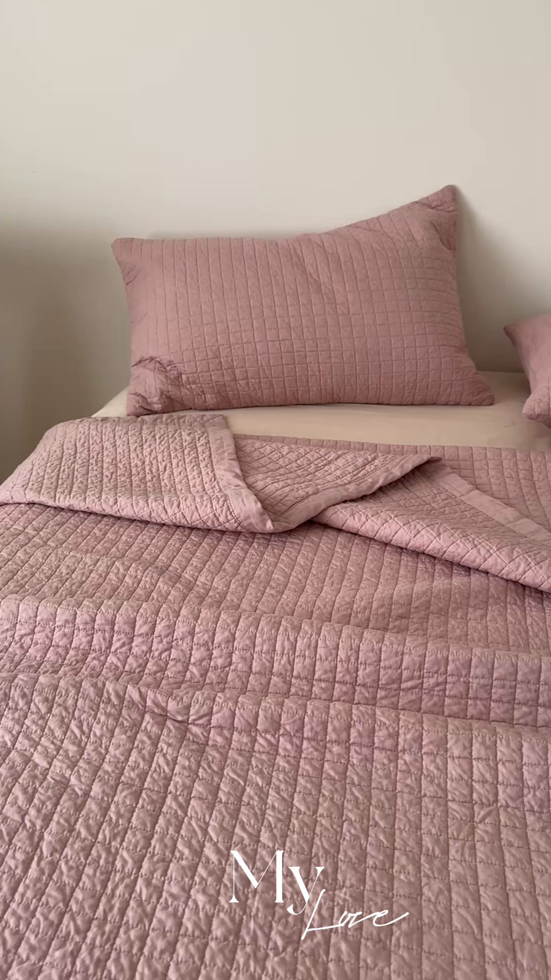 91家纺网 家纺一手货源 找家纺 床盖工厂店 2026新款双面全棉填充棉花面包格床盖三件套 面包格-玫瑰粉