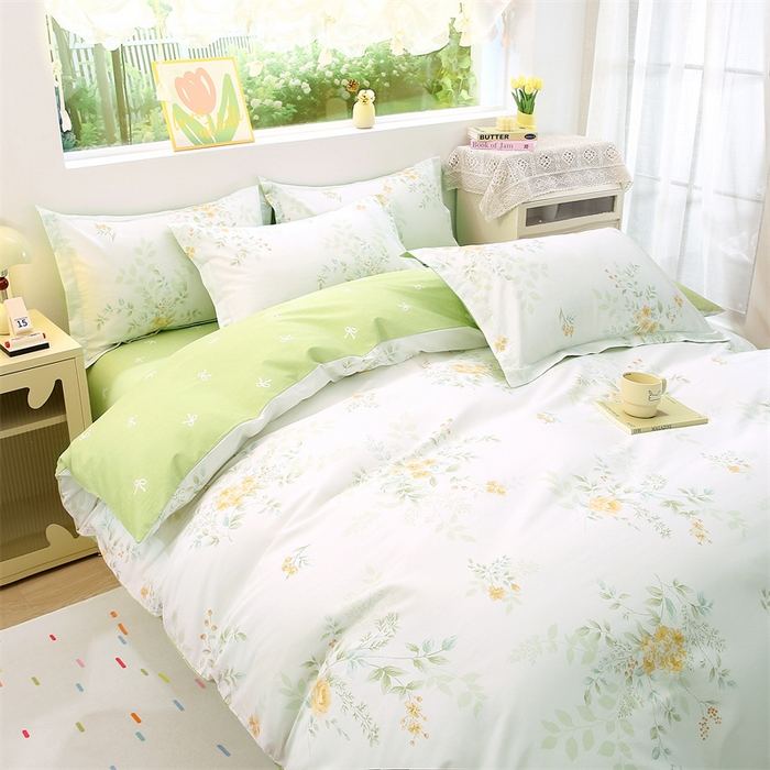 91家纺网 家纺一手货源 找家纺 织写 2026新款A类 四件套纯棉全棉12868    预留缩水尺寸 晚晴-绿