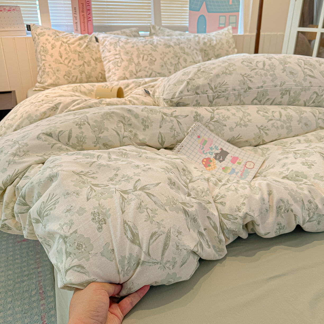 多乐家纺 2026新款秋冬韩系花卉舒柔棉印花四件套 茶颜悦色-绿