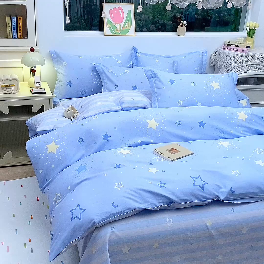 91家纺网 家纺一手货源 找家纺 织写 2026新款A类 四件套纯棉全棉12868    预留缩水尺寸 五星集