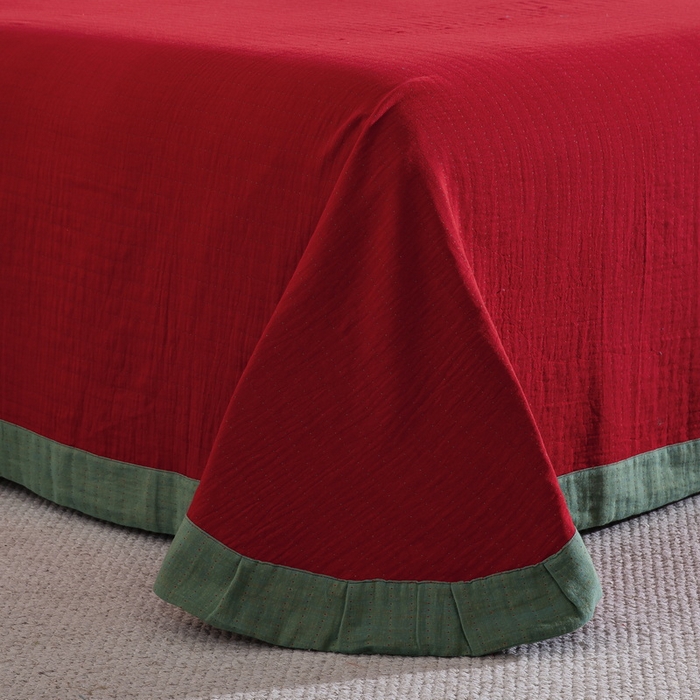 91家纺网 家纺一手货源 找家纺 （总）仰望棉麻双层纱供应链 2026新款大版定位全棉色织提花双层纱四件套-水墨丹青纽扣款