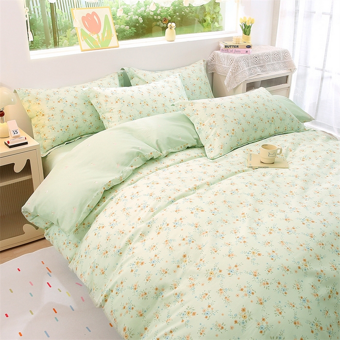 91家纺网 家纺一手货源 找家纺 织写 2026新款A类 四件套纯棉全棉12868    预留缩水尺寸 乡间漫步-绿