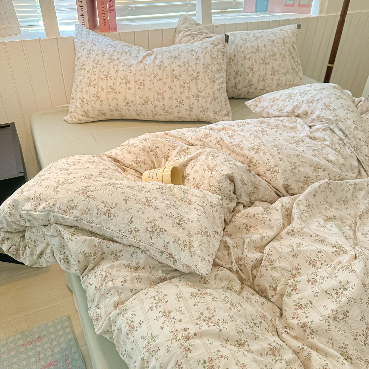 91家纺网 家纺一手货源 找家纺 多乐家纺 2026新款秋冬韩系花卉舒柔棉印花四件套 春日