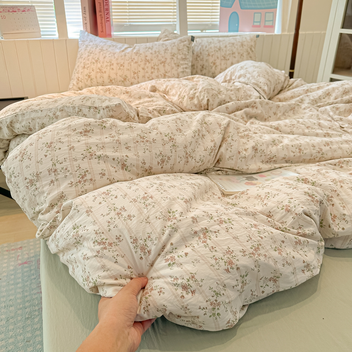 91家纺网 家纺一手货源 找家纺 多乐家纺 2026新款秋冬韩系花卉舒柔棉印花四件套 春日