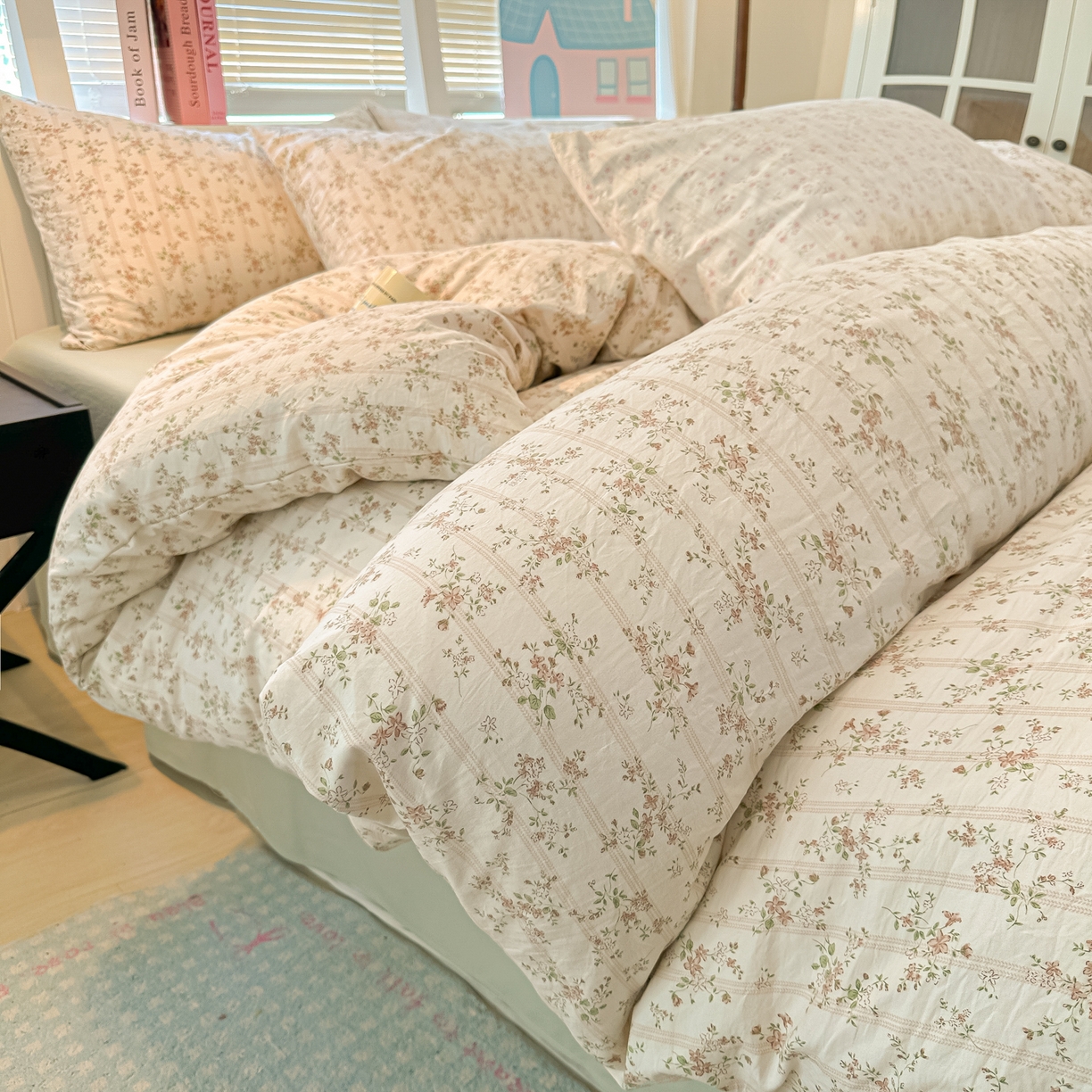 91家纺网 家纺一手货源 找家纺 多乐家纺 2026新款秋冬韩系花卉舒柔棉印花四件套 春日