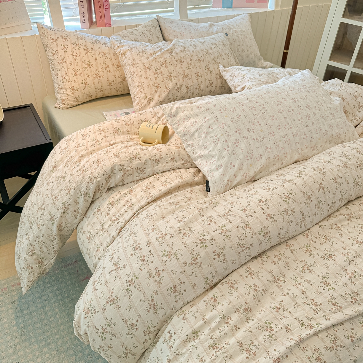 91家纺网 家纺一手货源 找家纺 多乐家纺 2026新款秋冬韩系花卉舒柔棉印花四件套 春日