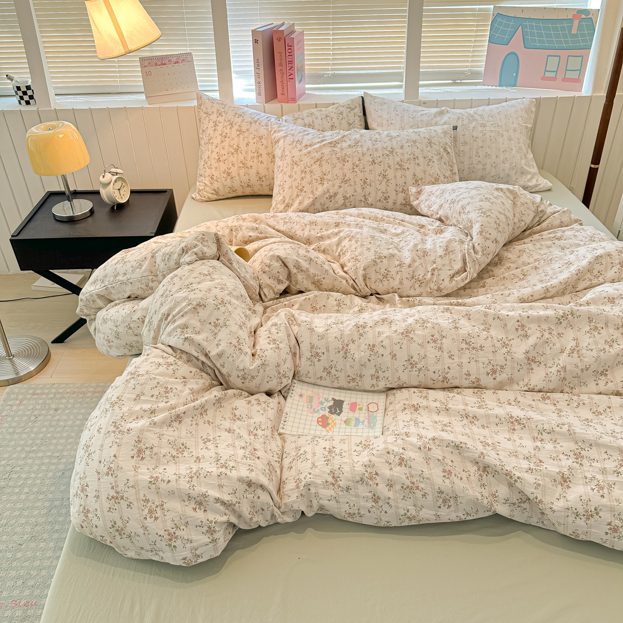 91家纺网 家纺一手货源 找家纺 多乐家纺 2026新款秋冬韩系花卉舒柔棉印花四件套 春日