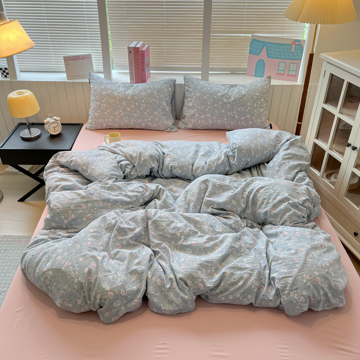 91家纺网 家纺一手货源 找家纺 多乐家纺 2026新款秋冬韩系花卉舒柔棉印花四件套 繁花