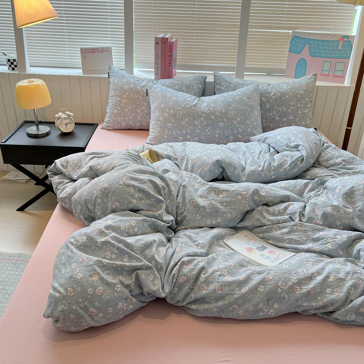 91家纺网 家纺一手货源 找家纺 多乐家纺 2026新款秋冬韩系花卉舒柔棉印花四件套 繁花