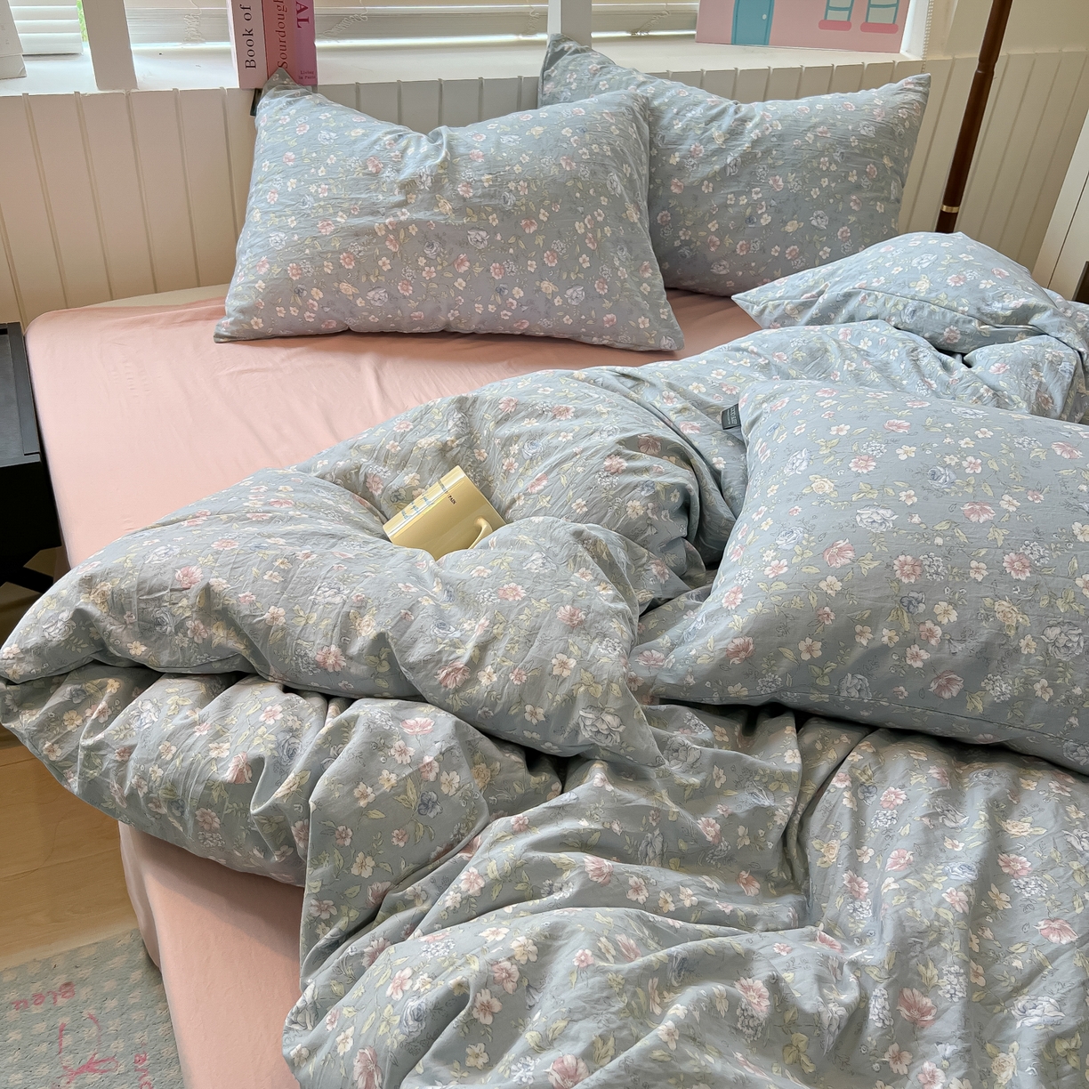 91家纺网 家纺一手货源 找家纺 多乐家纺 2026新款秋冬韩系花卉舒柔棉印花四件套 繁花