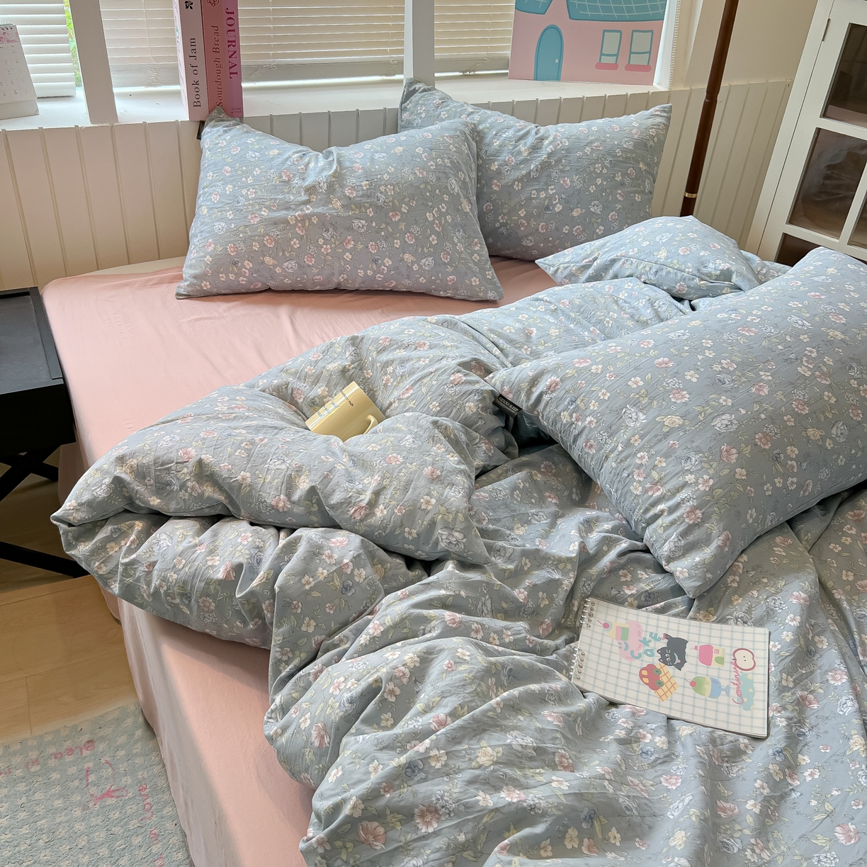 91家纺网 家纺一手货源 找家纺 多乐家纺 2026新款秋冬韩系花卉舒柔棉印花四件套 繁花