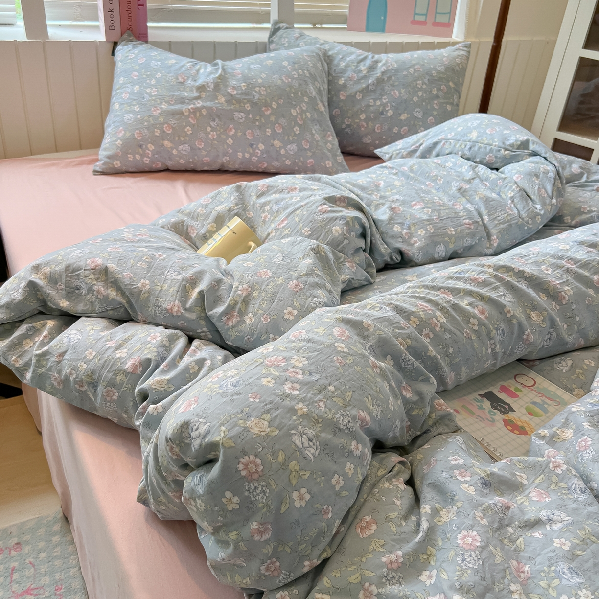 91家纺网 家纺一手货源 找家纺 多乐家纺 2026新款秋冬韩系花卉舒柔棉印花四件套 繁花