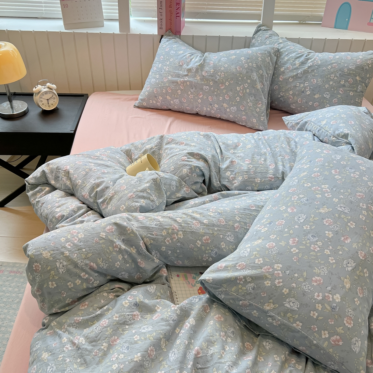 91家纺网 家纺一手货源 找家纺 多乐家纺 2026新款秋冬韩系花卉舒柔棉印花四件套 繁花