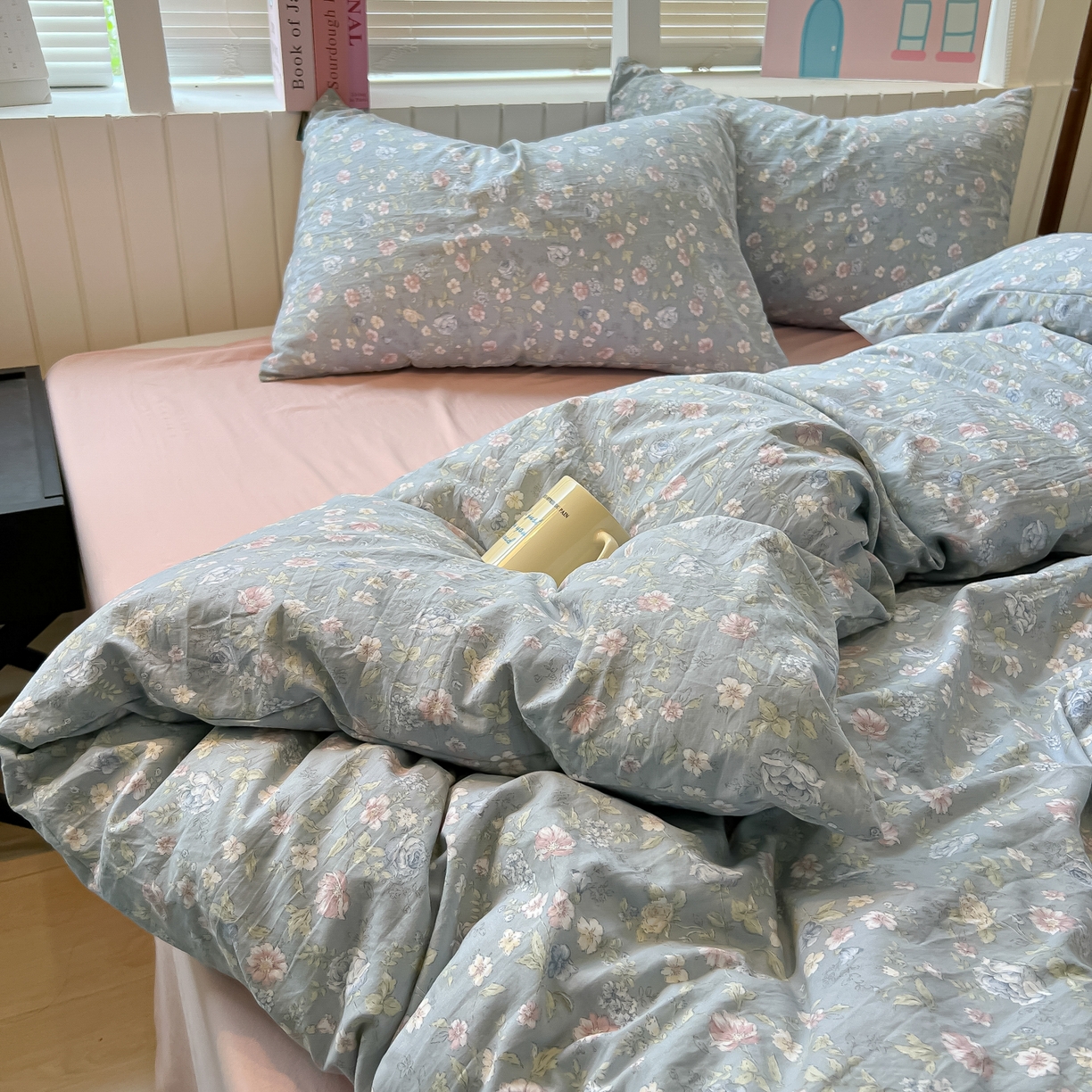 91家纺网 家纺一手货源 找家纺 多乐家纺 2026新款秋冬韩系花卉舒柔棉印花四件套 繁花