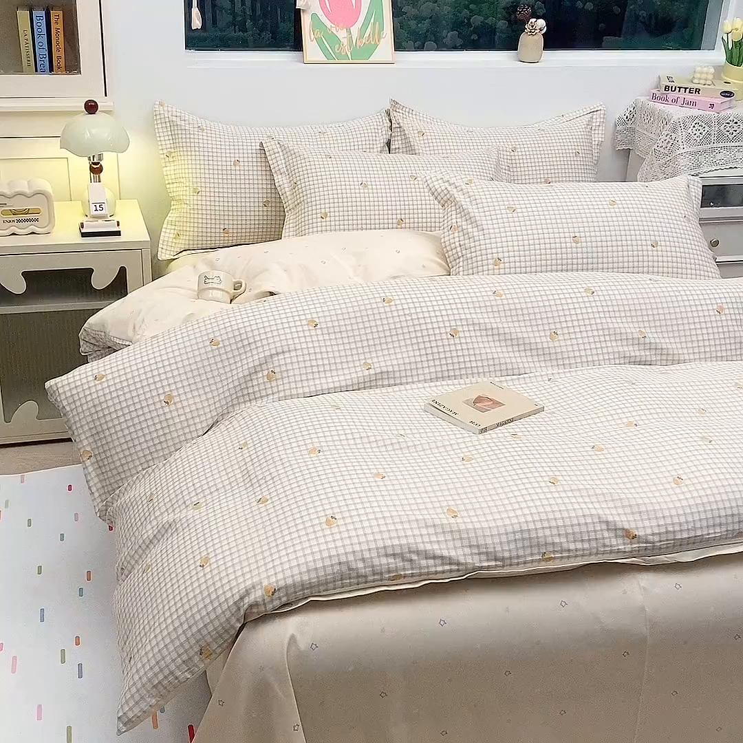 91家纺网 家纺一手货源 找家纺 织写 2026新款A类 四件套纯棉全棉12868    预留缩水尺寸 小萝莉-桔