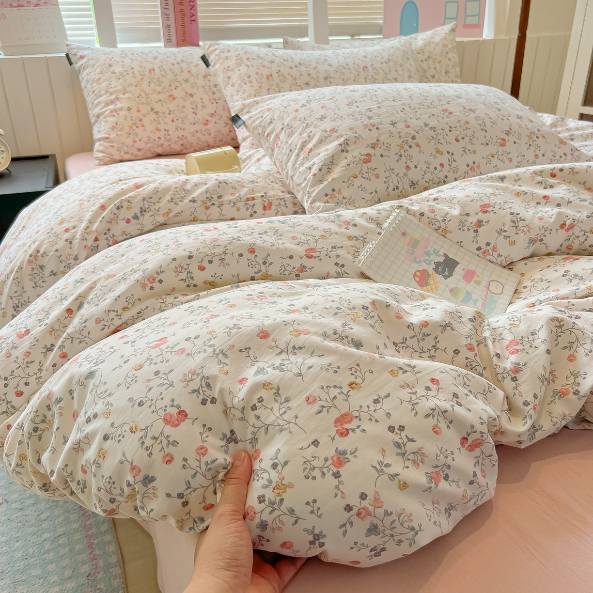 多乐家纺 2026新款秋冬韩系花卉舒柔棉印花四件套 玫瑰