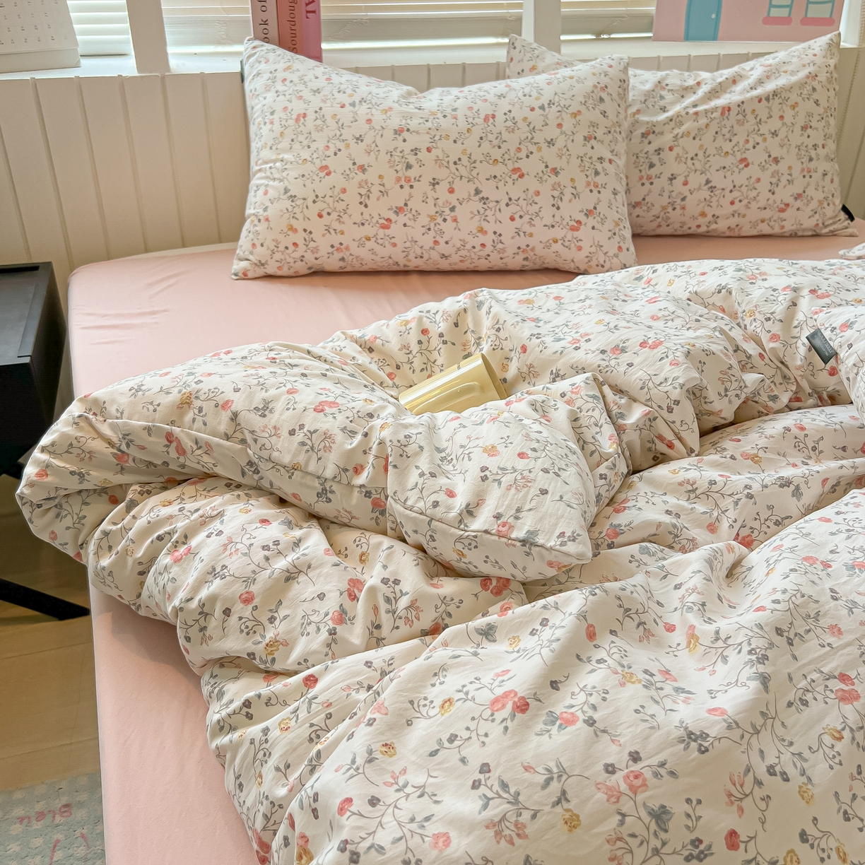 91家纺网 家纺一手货源 找家纺 多乐家纺 2026新款秋冬韩系花卉舒柔棉印花四件套 玫瑰