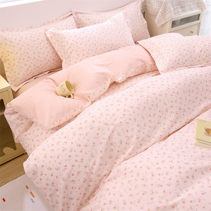 91家纺网 家纺一手货源 找家纺 织写 2026新款A类 四件套纯棉全棉12868    预留缩水尺寸 昕薇花园-粉