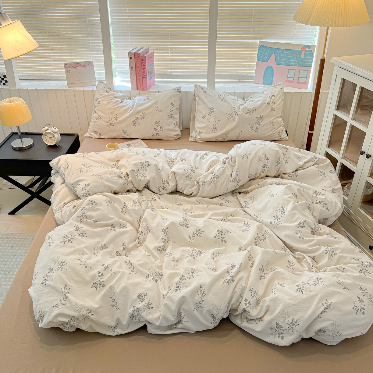 91家纺网 家纺一手货源 找家纺 多乐家纺 2026新款秋冬韩系花卉舒柔棉印花四件套 南城旧事