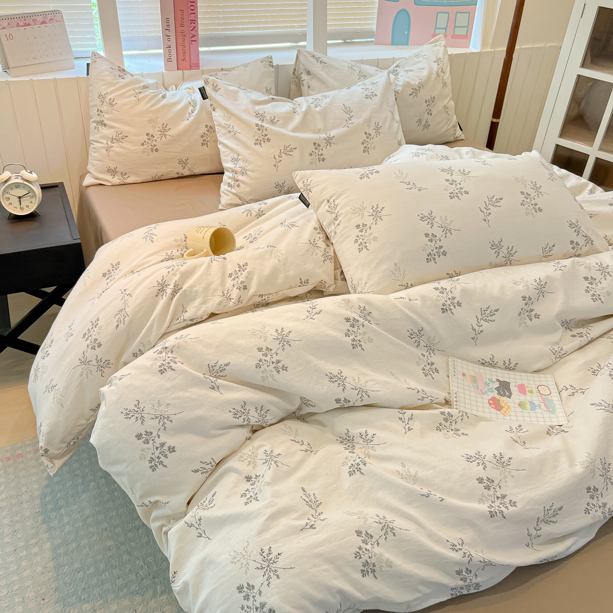 91家纺网 家纺一手货源 找家纺 多乐家纺 2026新款秋冬韩系花卉舒柔棉印花四件套 南城旧事