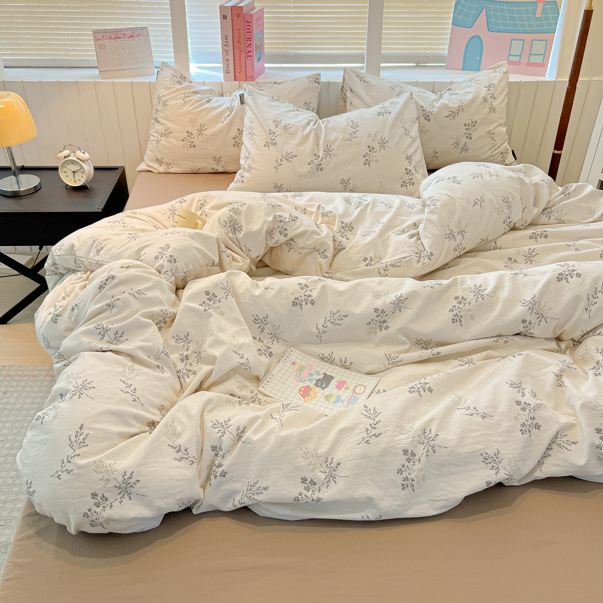 91家纺网 家纺一手货源 找家纺 多乐家纺 2026新款秋冬韩系花卉舒柔棉印花四件套 南城旧事