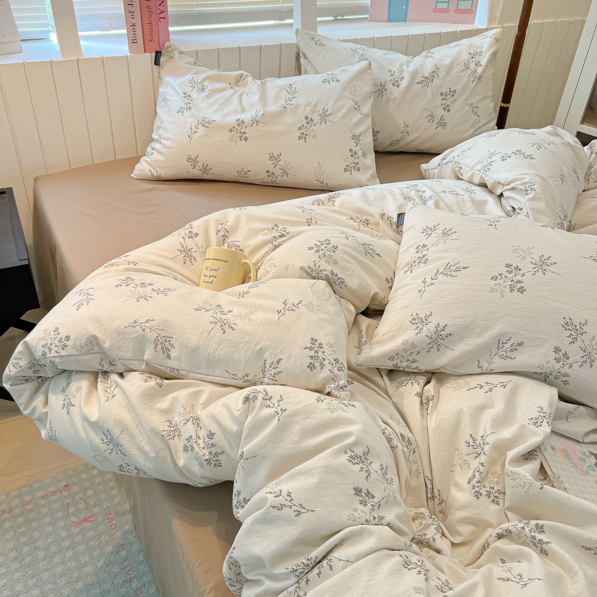 91家纺网 家纺一手货源 找家纺 多乐家纺 2026新款秋冬韩系花卉舒柔棉印花四件套 南城旧事