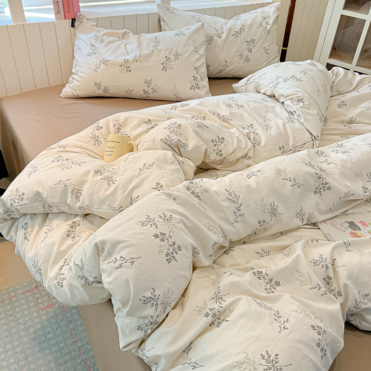 91家纺网 家纺一手货源 找家纺 多乐家纺 2026新款秋冬韩系花卉舒柔棉印花四件套 南城旧事