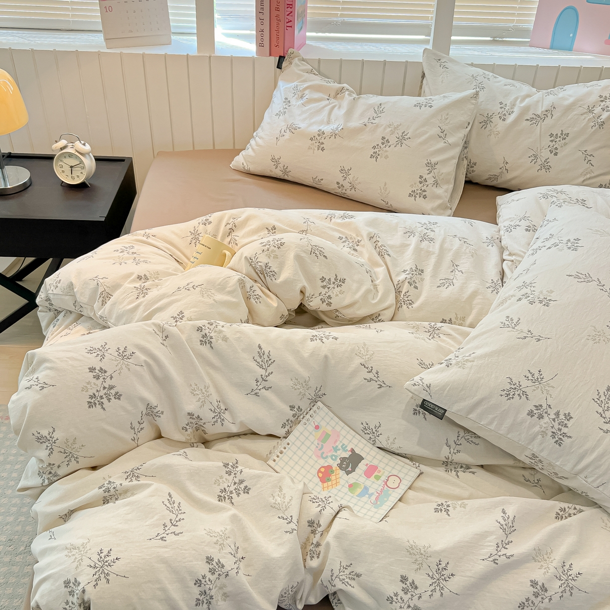 91家纺网 家纺一手货源 找家纺 多乐家纺 2026新款秋冬韩系花卉舒柔棉印花四件套 南城旧事