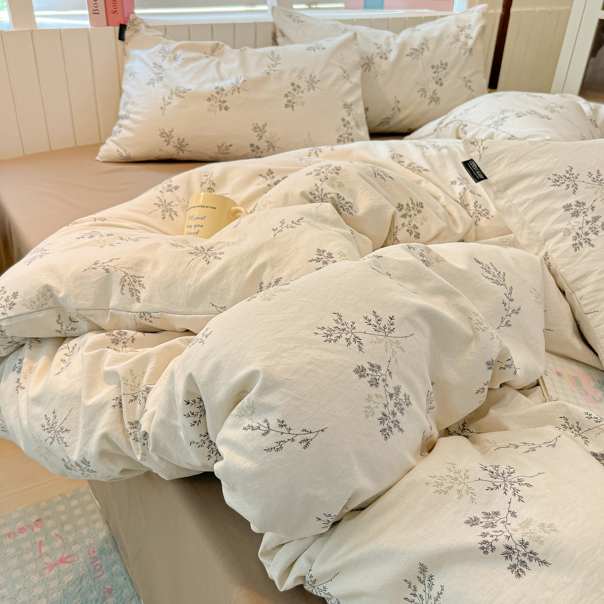 91家纺网 家纺一手货源 找家纺 多乐家纺 2026新款秋冬韩系花卉舒柔棉印花四件套 南城旧事