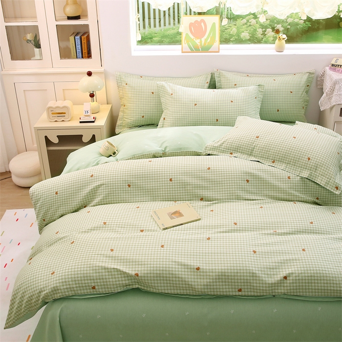 91家纺网 家纺一手货源 找家纺 织写 2026新款A类 四件套纯棉全棉12868    预留缩水尺寸 星岛-绿