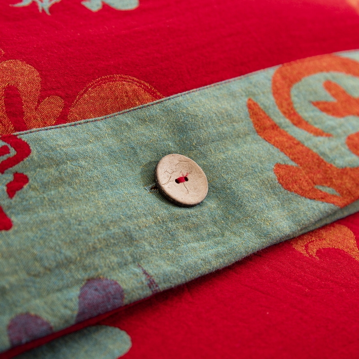 91家纺网 家纺一手货源 找家纺 （总）仰望棉麻双层纱供应链 2026新款全棉色织提花双层纱四件套-马上暴富纽扣款