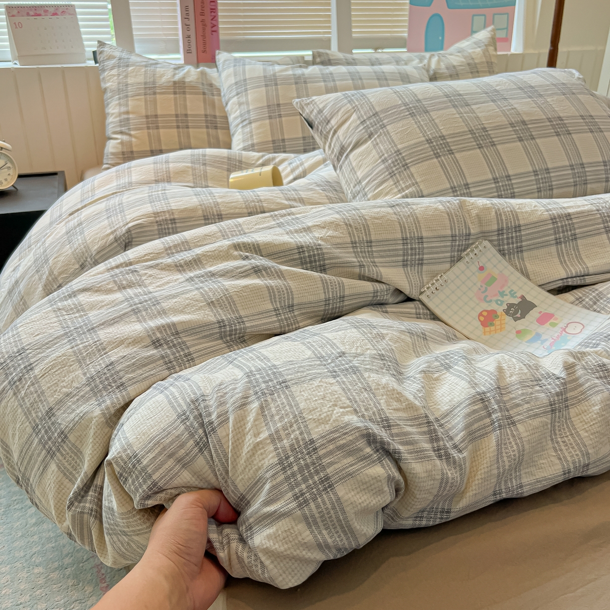 多乐家纺 2026新款秋冬韩系花卉舒柔棉印花四件套 山野灰