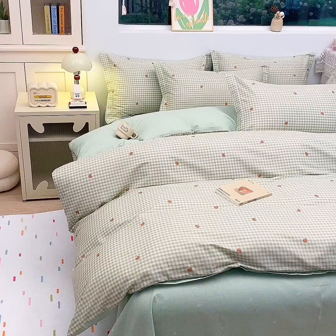 91家纺网 家纺一手货源 找家纺 织写 2026新款A类 四件套纯棉全棉12868    预留缩水尺寸 星岛-绿