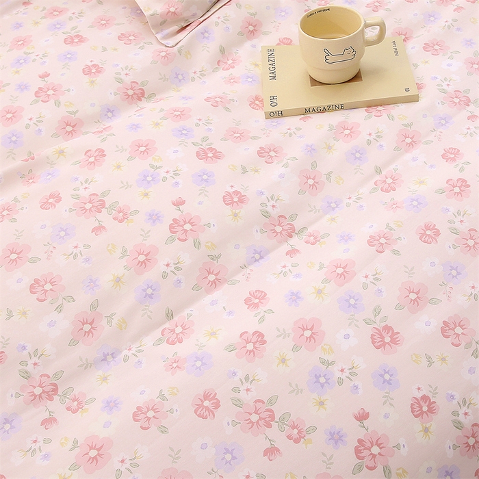 91家纺网 家纺一手货源 找家纺 织写 2026新款A类 四件套纯棉全棉12868    预留缩水尺寸 绚烂花朵-粉