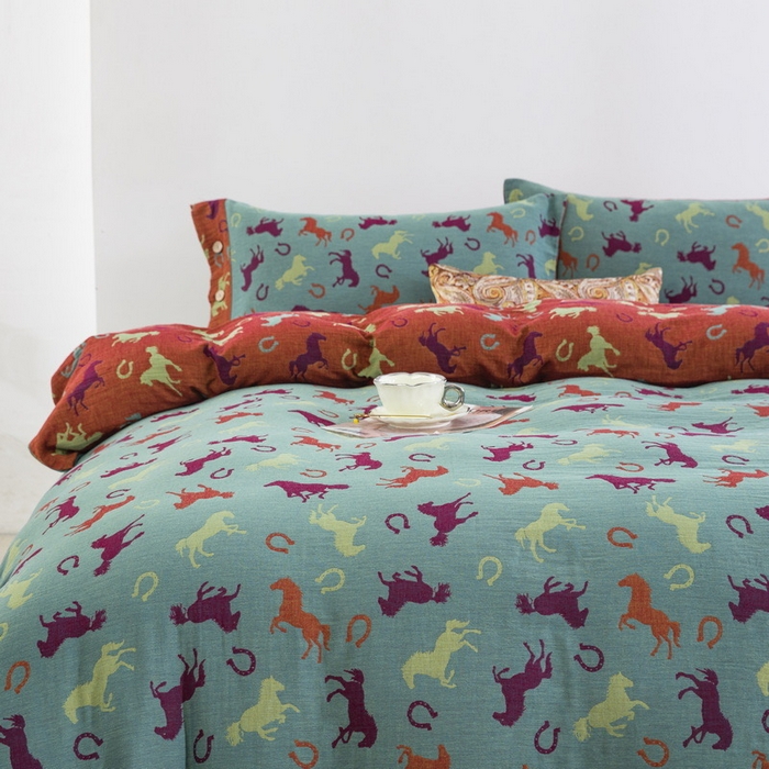 91家纺网 家纺一手货源 找家纺 （总）仰望棉麻双层纱供应链 2026新款全棉色织提花双层纱四件套-马上有钱纽扣款