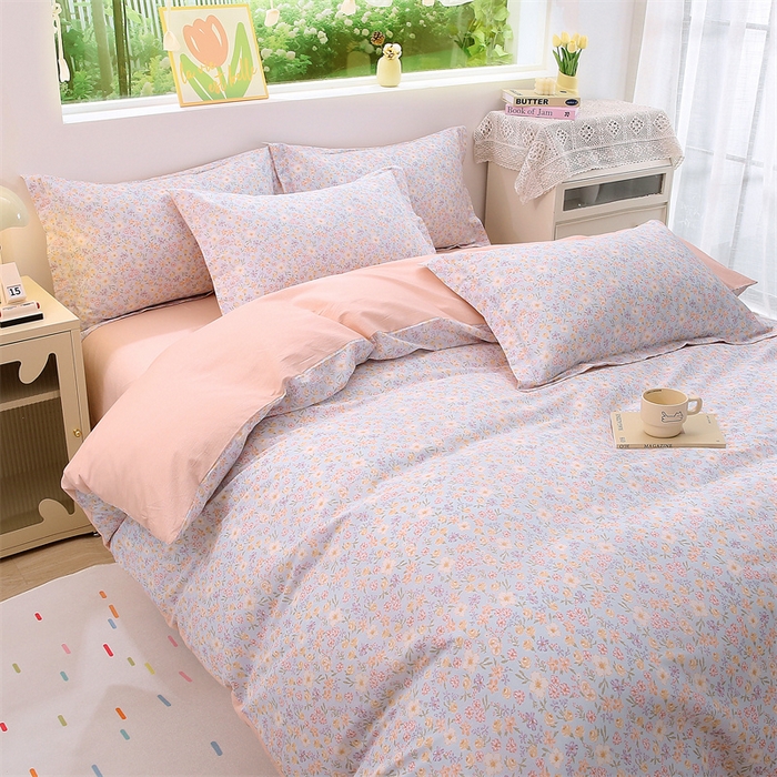 91家纺网 家纺一手货源 找家纺 织写 2026新款A类 四件套纯棉全棉12868    预留缩水尺寸 樱芝