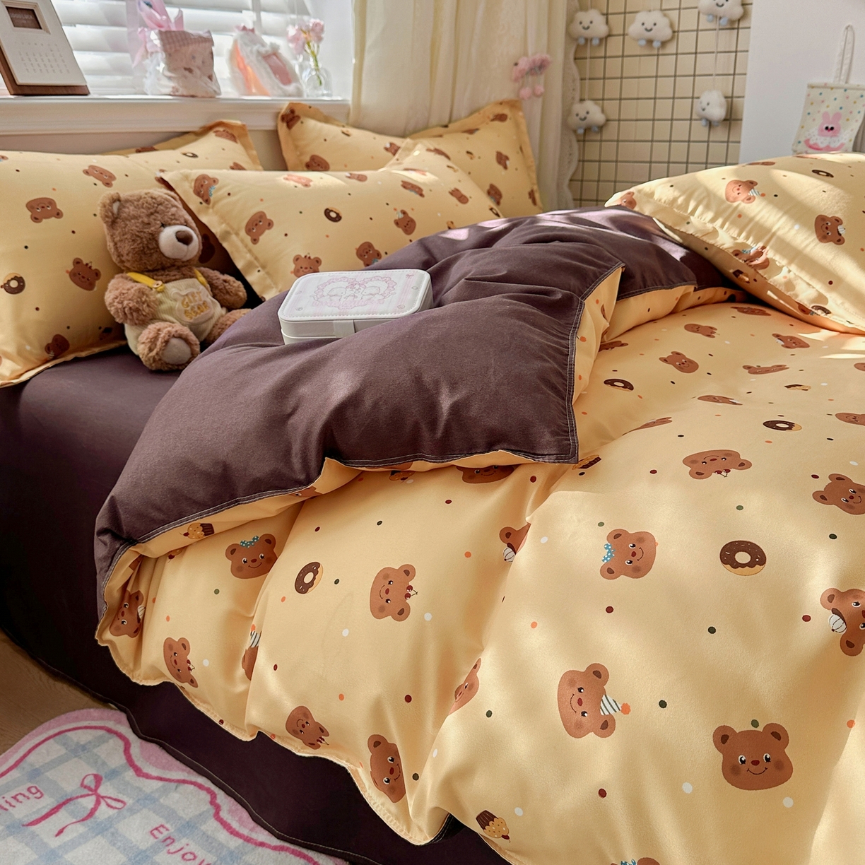 91家纺网 家纺一手货源 找家纺 卡斯诺家纺馆 2026新款A类亲肤芦荟棉四件套 下载文件包含买家秀 奶油小熊