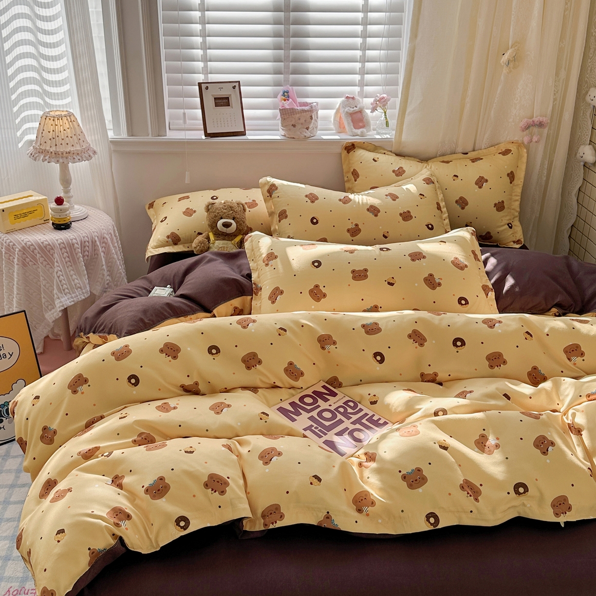 卡斯诺家纺馆 2026新款A类亲肤芦荟棉四件套 下载文件包含买家秀 奶油小熊