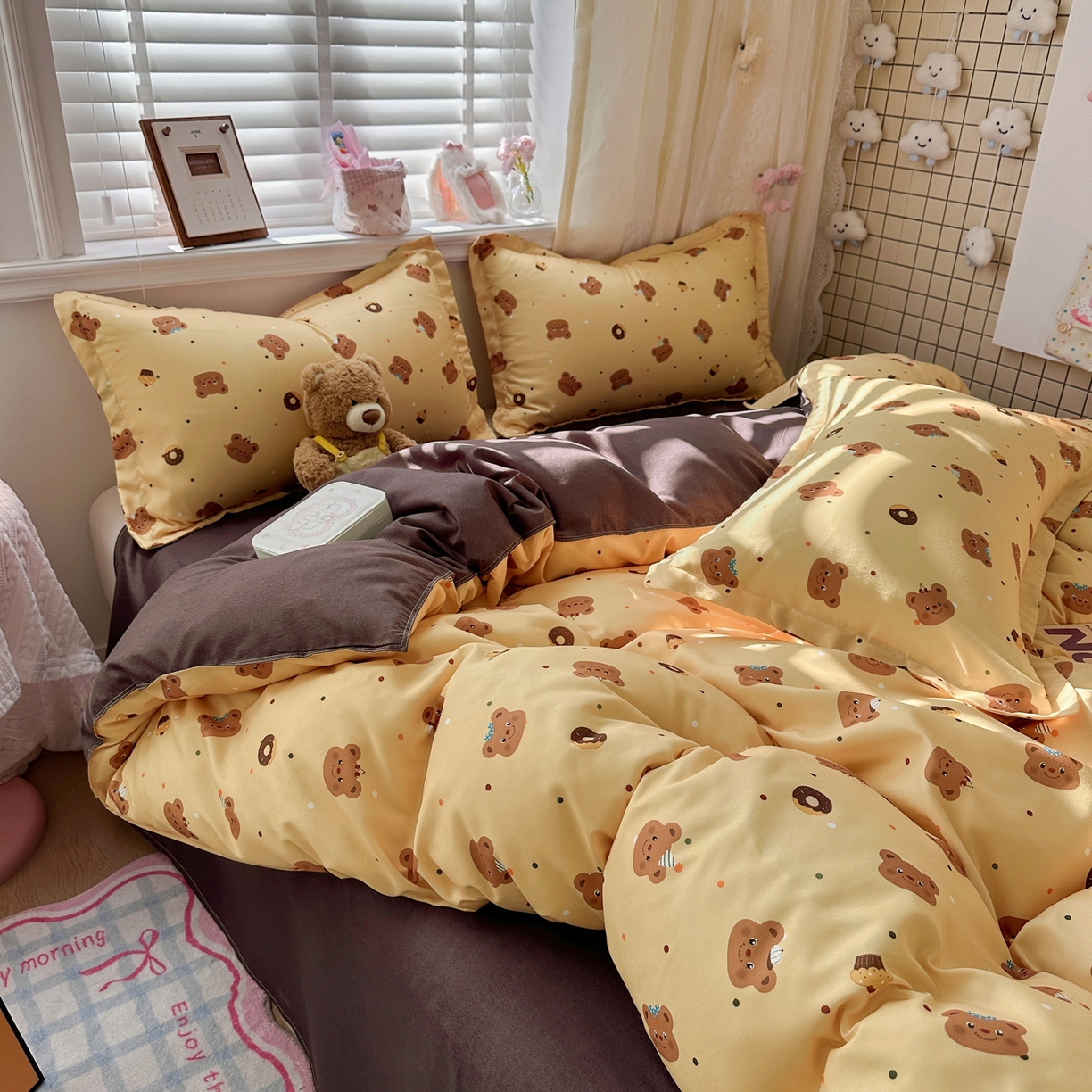 91家纺网 家纺一手货源 找家纺 卡斯诺家纺馆 2026新款A类亲肤芦荟棉四件套 下载文件包含买家秀 奶油小熊