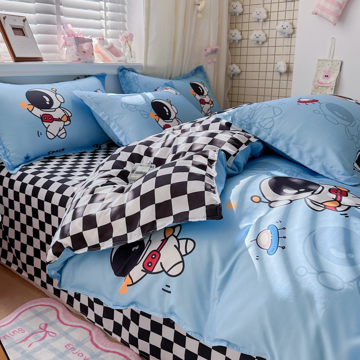 91家纺网 家纺一手货源 找家纺 卡斯诺家纺馆 2026新款A类亲肤芦荟棉四件套 下载文件包含买家秀 星空迷航