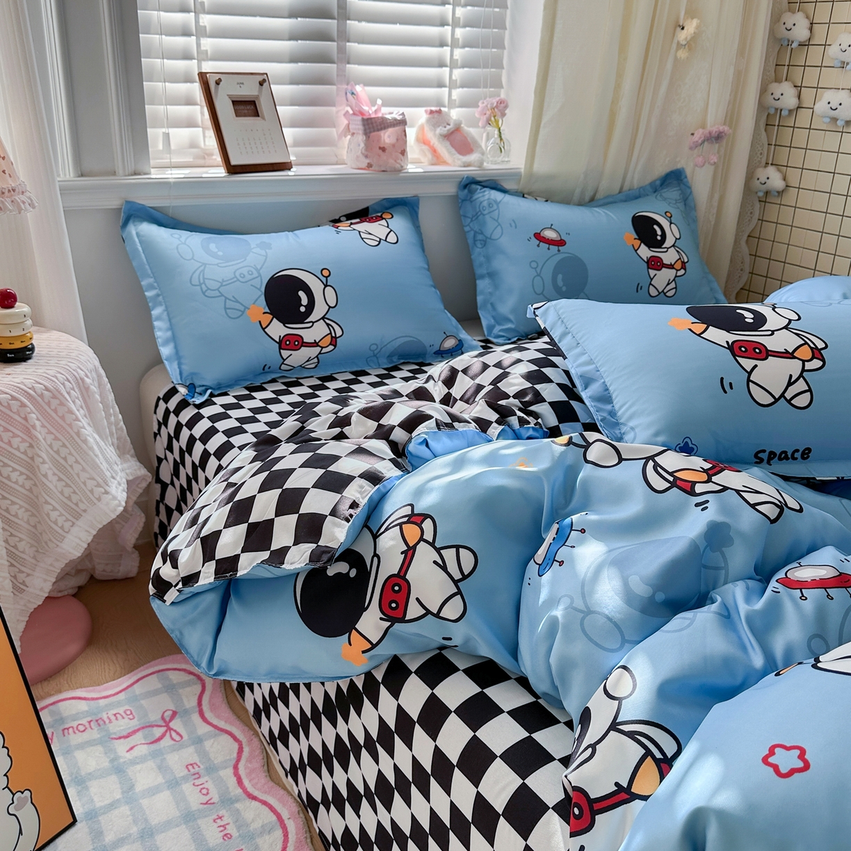 91家纺网 家纺一手货源 找家纺 卡斯诺家纺馆 2026新款A类亲肤芦荟棉四件套 下载文件包含买家秀 星空迷航