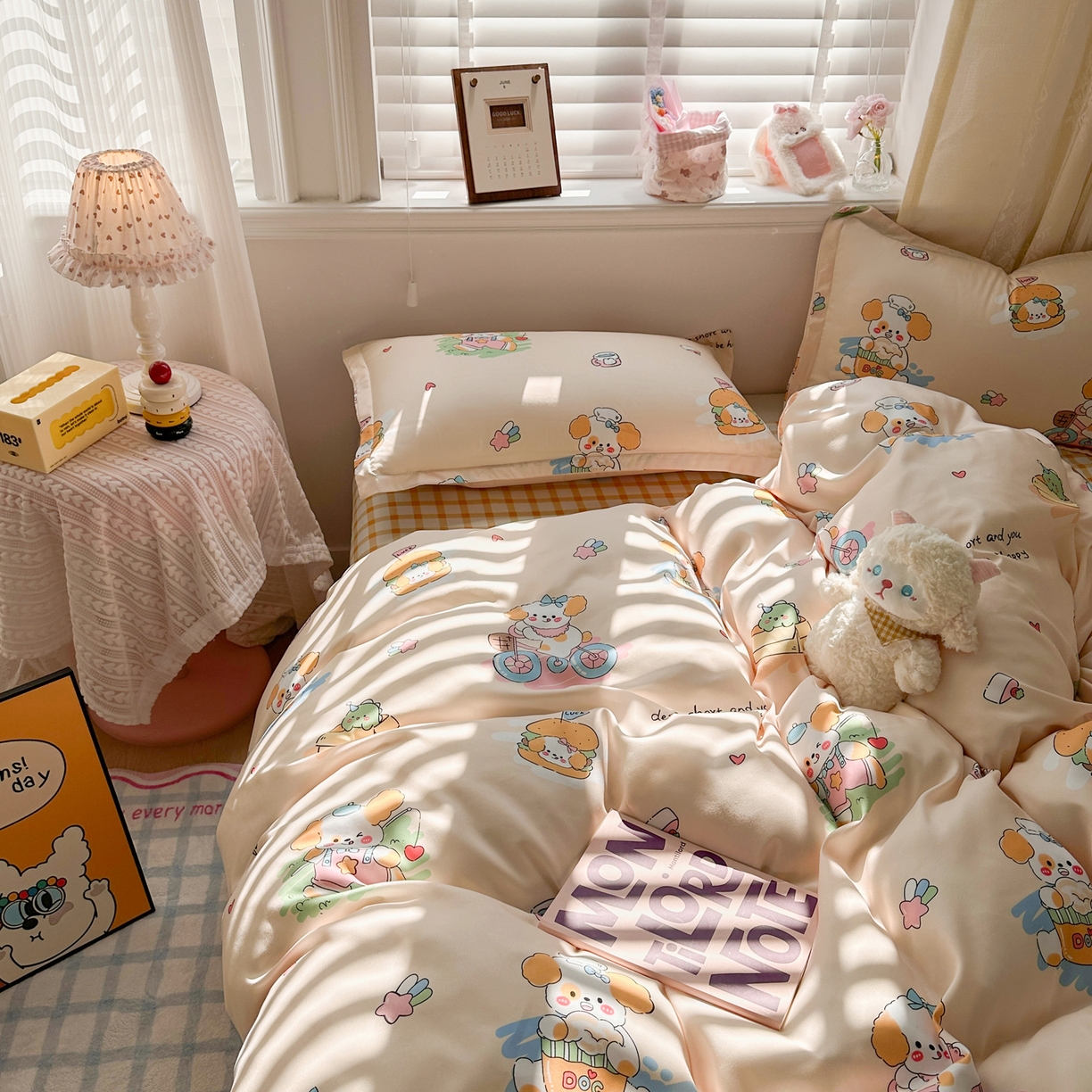 91家纺网 家纺一手货源 找家纺 卡斯诺家纺馆 2026新款A类亲肤芦荟棉四件套 下载文件包含买家秀 花漾汪星