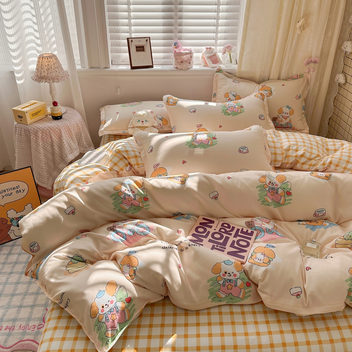 91家纺网 家纺一手货源 找家纺 卡斯诺家纺馆 2026新款A类亲肤芦荟棉四件套 下载文件包含买家秀 花漾汪星