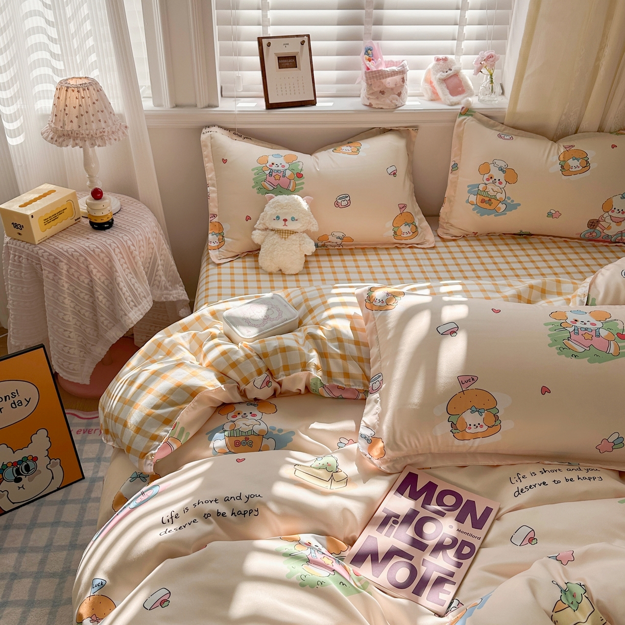 91家纺网 家纺一手货源 找家纺 卡斯诺家纺馆 2026新款A类亲肤芦荟棉四件套 下载文件包含买家秀 花漾汪星