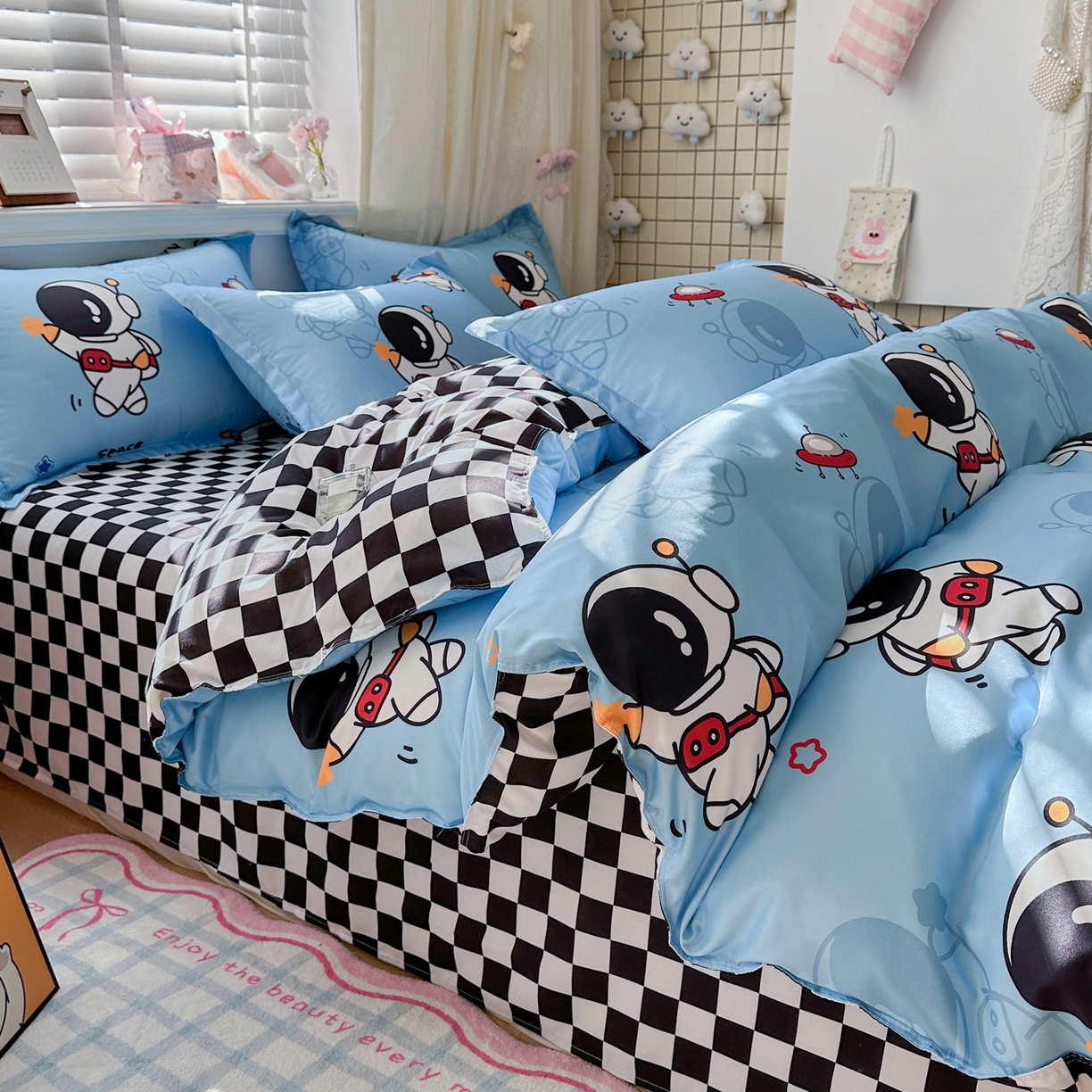 91家纺网 家纺一手货源 找家纺 卡斯诺家纺馆 2026新款A类亲肤芦荟棉四件套 下载文件包含买家秀 星空迷航